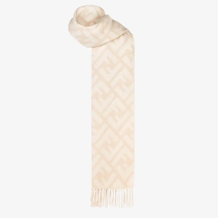 Woman Pale Pink Cashmere Scarf Pink Fendi Scarves and Silks