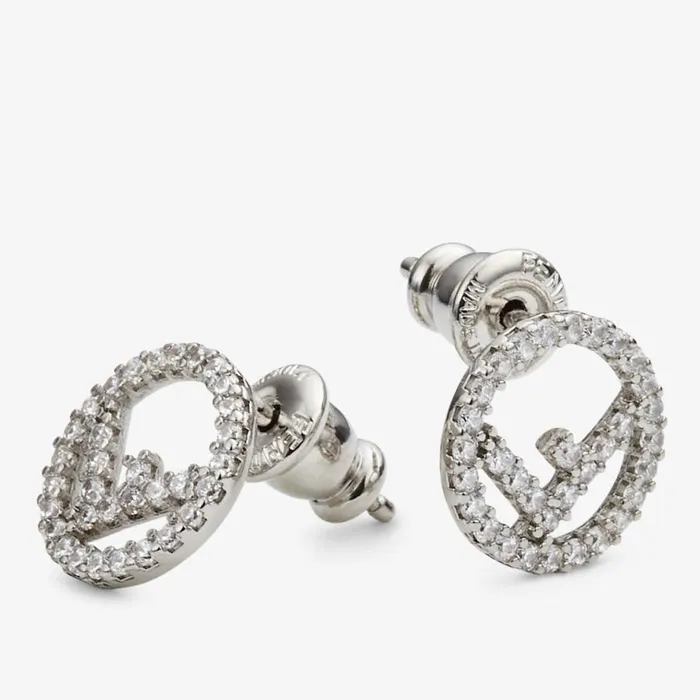 Woman PalladiumColoured Earrings Silver Fendi Earring and Brooches