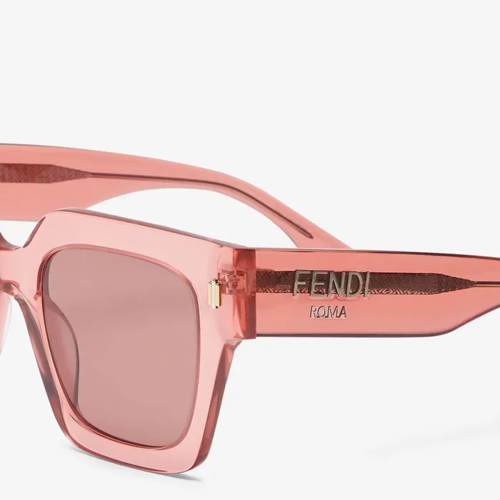 Woman Pink Acetate Sunglasses Pink Fendi Sunglasses