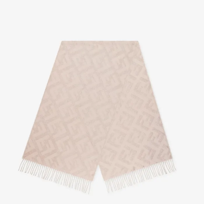 Woman Pink Cashmere Scarf Pink Fendi Scarves and Silks
