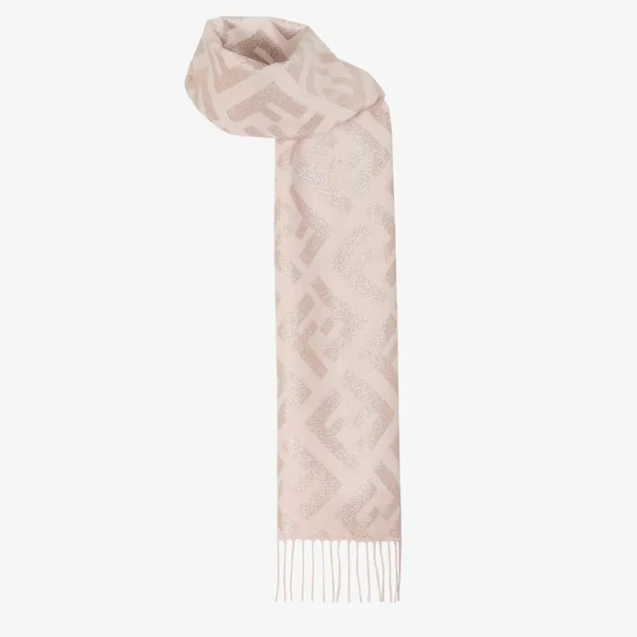 Woman Pink Cashmere Scarf Pink Fendi Scarves and Silks