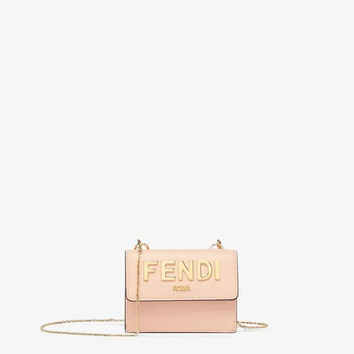 Woman Pink Leather Wallet Pink Fendi Wallets On Chain