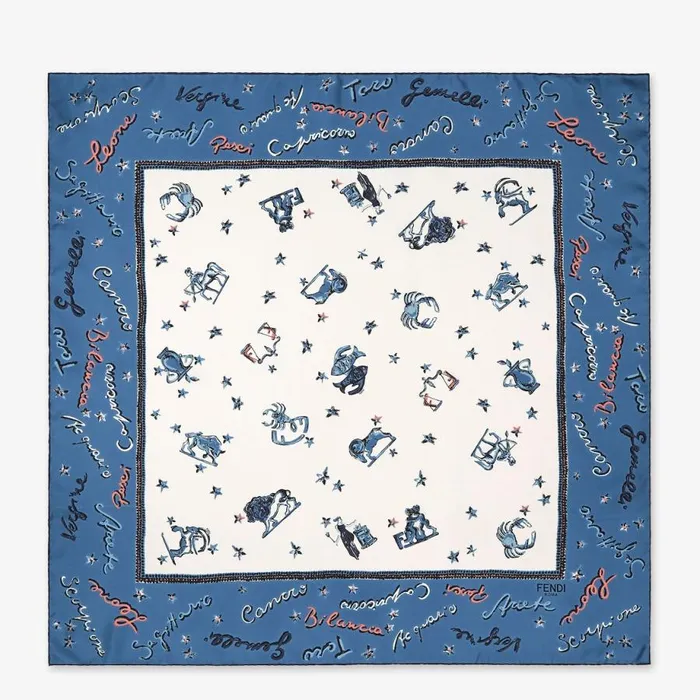 Woman Printed Silk Foulard Multicolour Fendi Scarves and Silks