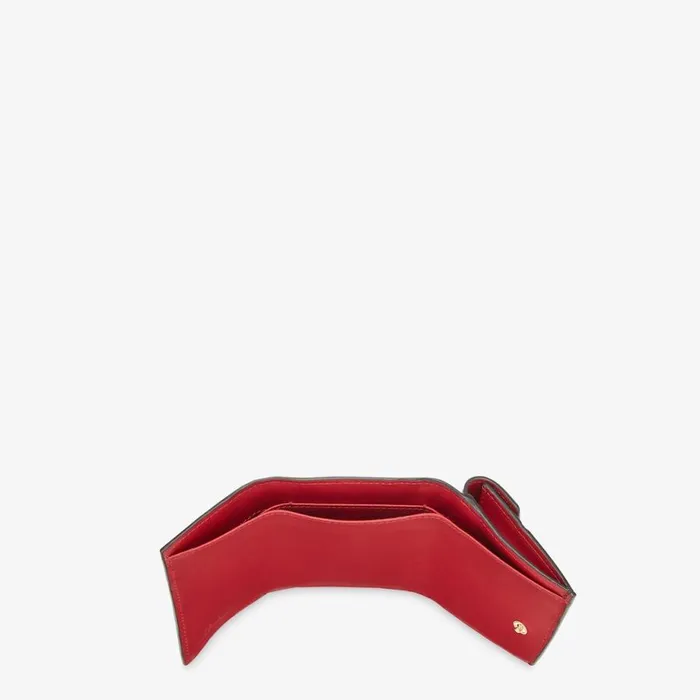 Woman Red Leather Wallet Red Fendi Wallets