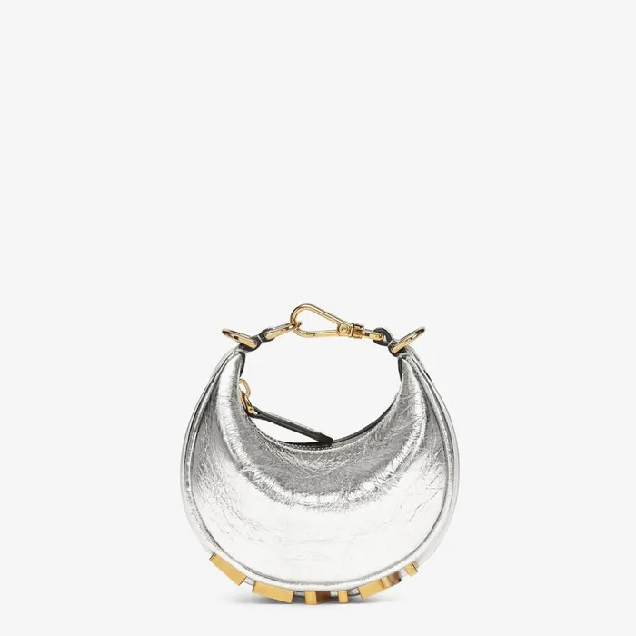 Woman Silver Leather Charm Silver Fendi Miniature Bags