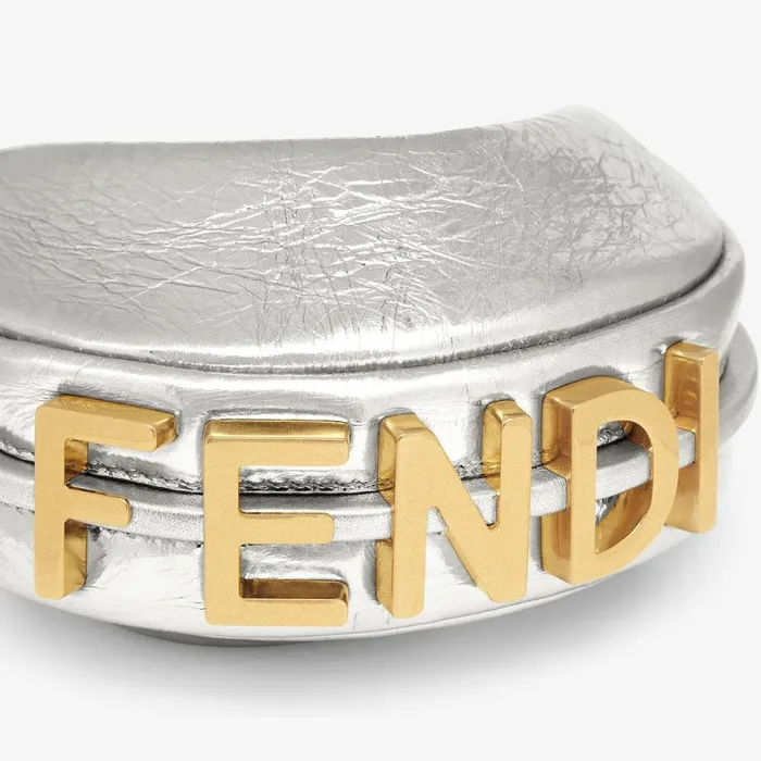 Woman Silver Leather Charm Silver Fendi Miniature Bags