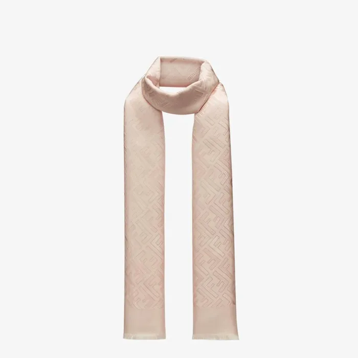 Woman Stole In Pink Silk Pink Fendi Scarves and Silks