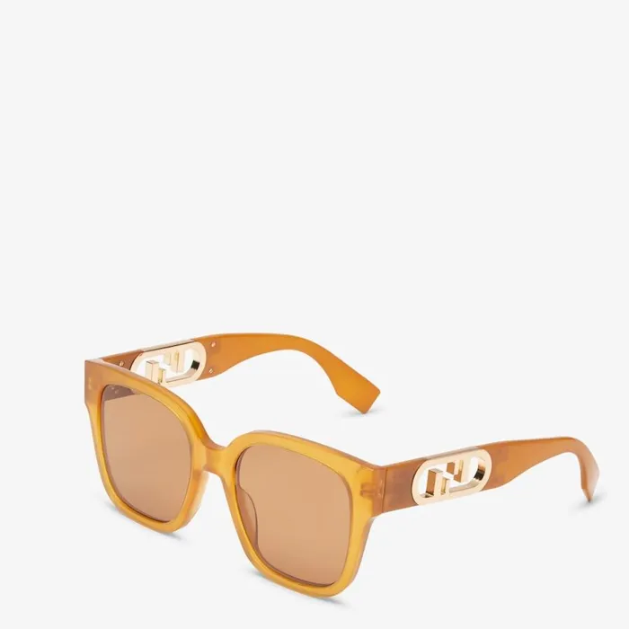 Woman Sunglasses In Transparent Caramel Acetate Brown Fendi Sunglasses