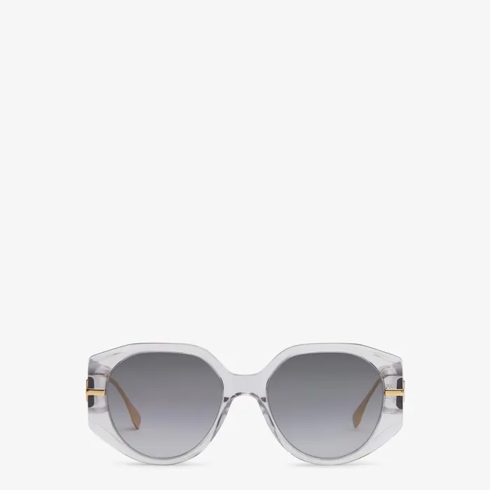 Woman Transparent Grey Acetate Sunglasses Grey Fendi Sunglasses