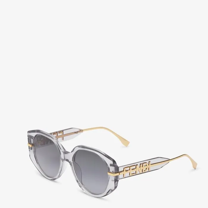 Woman Transparent Grey Acetate Sunglasses Grey Fendi Sunglasses