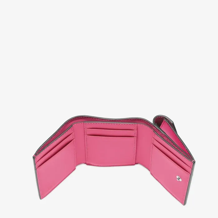 Woman TwoTone Fuschsia And Dark Pink Leather Wallet Beige Fendi Wallets