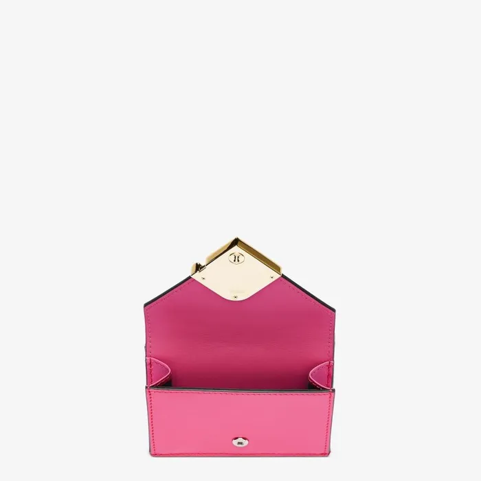 Woman TwoTone Fuschsia And Dark Pink Leather Wallet Beige Fendi Wallets