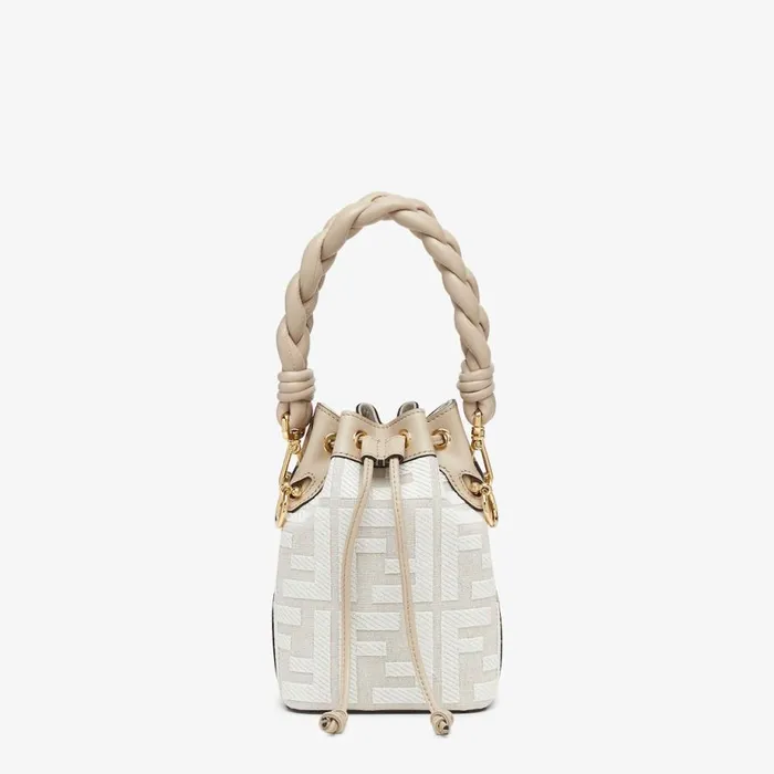 Woman White Canvas Ff Mini Bag White Fendi Mini Bags