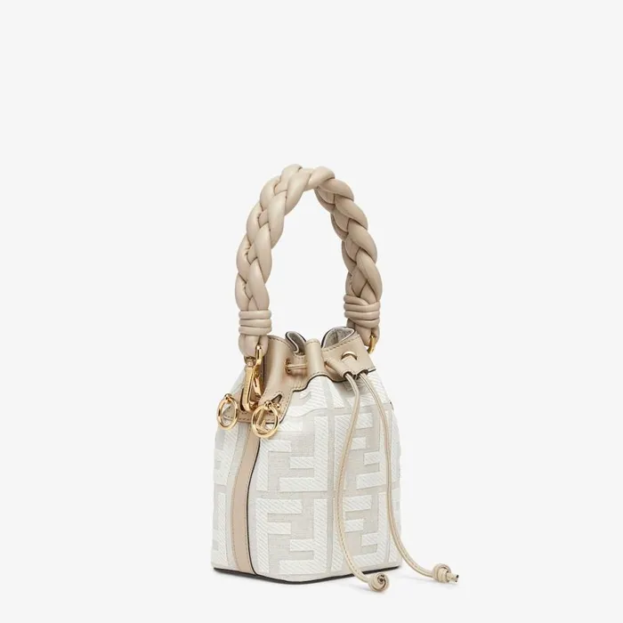 Woman White Canvas Ff Mini Bag White Fendi Mini Bags