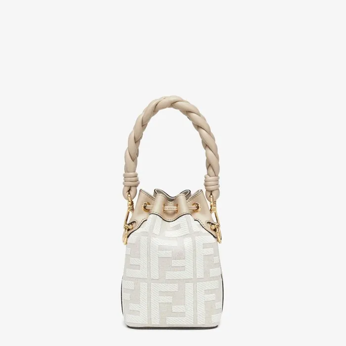 Woman White Canvas Ff Mini Bag White Fendi Mini Bags