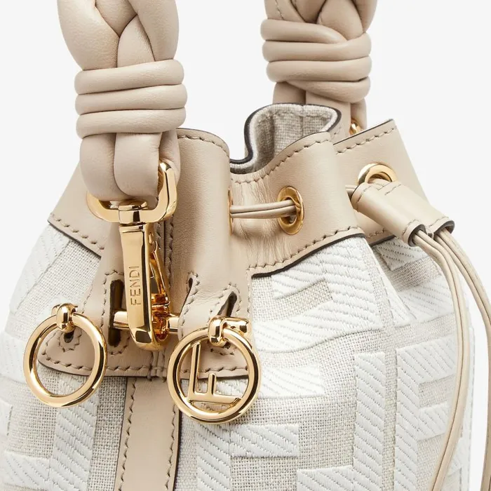 Woman White Canvas Ff Mini Bag White Fendi Mini Bags