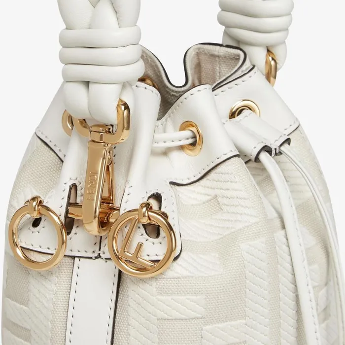 Woman White Ff Canvas MiniBag White Fendi Mini Bags