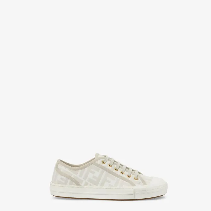 Woman White Ff Fabric LowTops White Fendi Sneakers