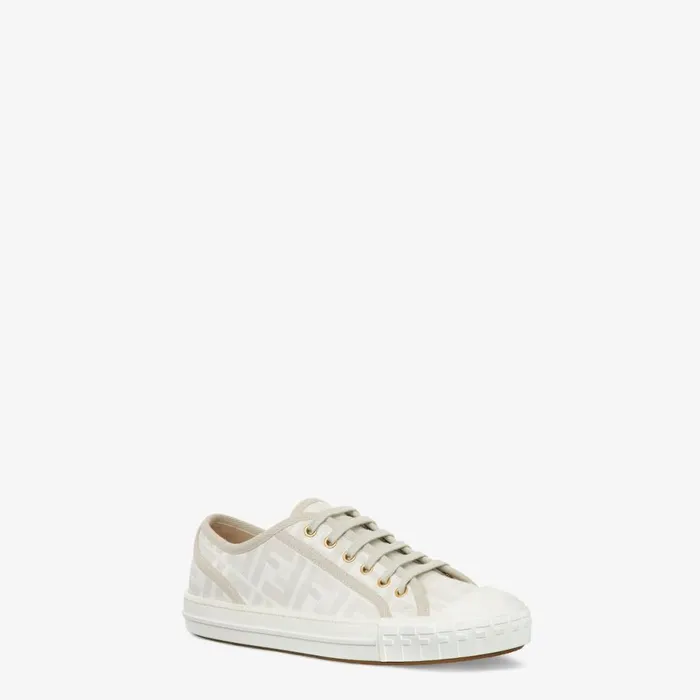 Woman White Ff Fabric LowTops White Fendi Sneakers