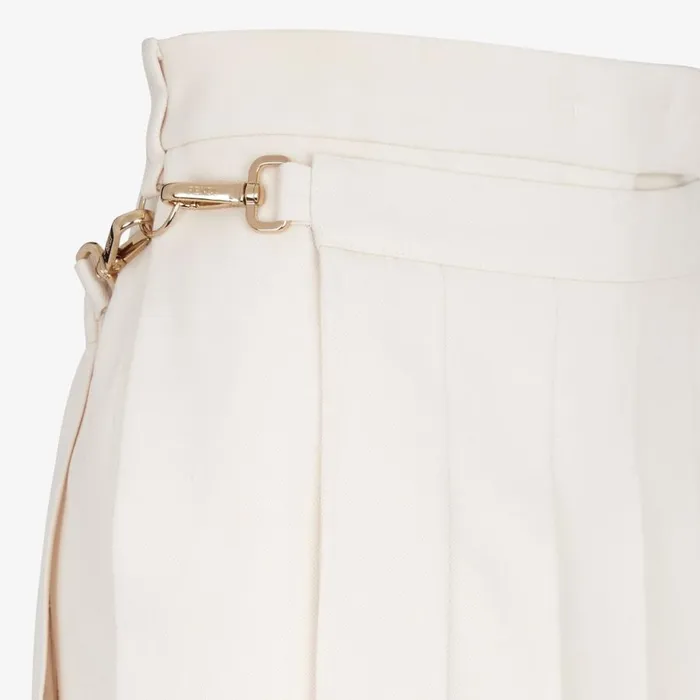 Woman White Grain De Poudre Wool Trousers White Fendi Pants and Shorts