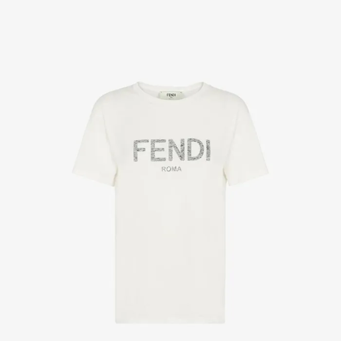 Woman White Jersey TShirt White Fendi Tshirts and Sweatshirts