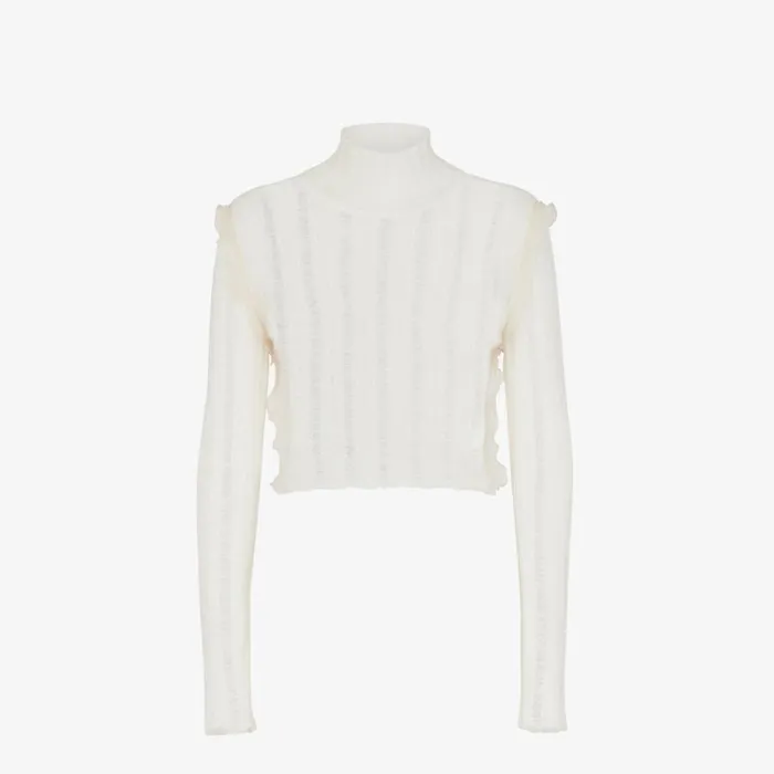 Woman White Nylon And Mohair Jumper White Fendi Knitwear