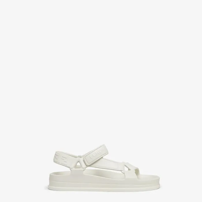 Woman White Rubber Sandals White Fendi Sandals