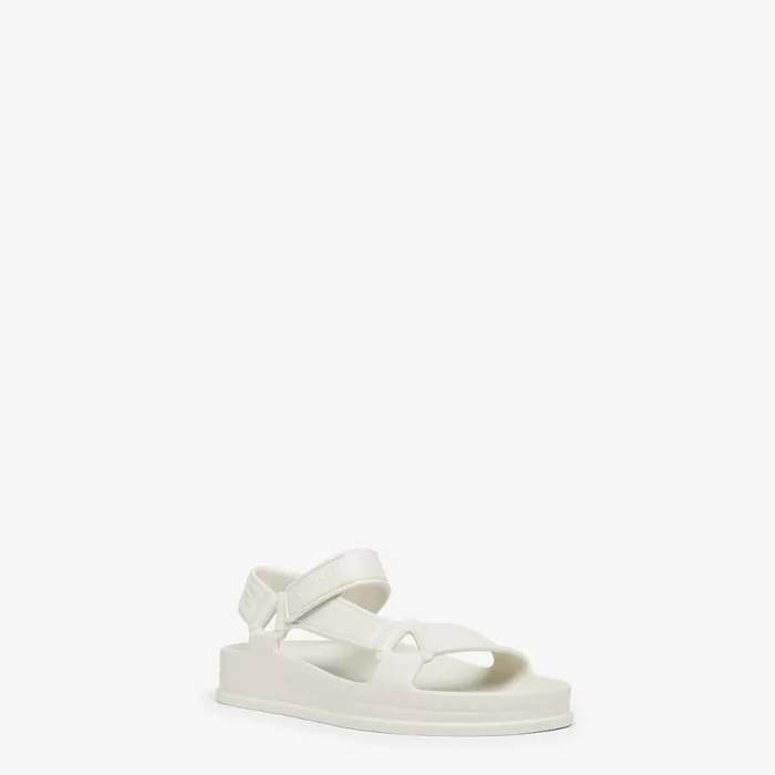 Woman White Rubber Sandals White Fendi Sandals