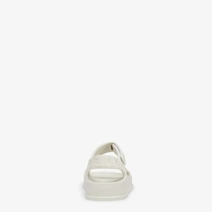 Woman White Rubber Sandals White Fendi Sandals
