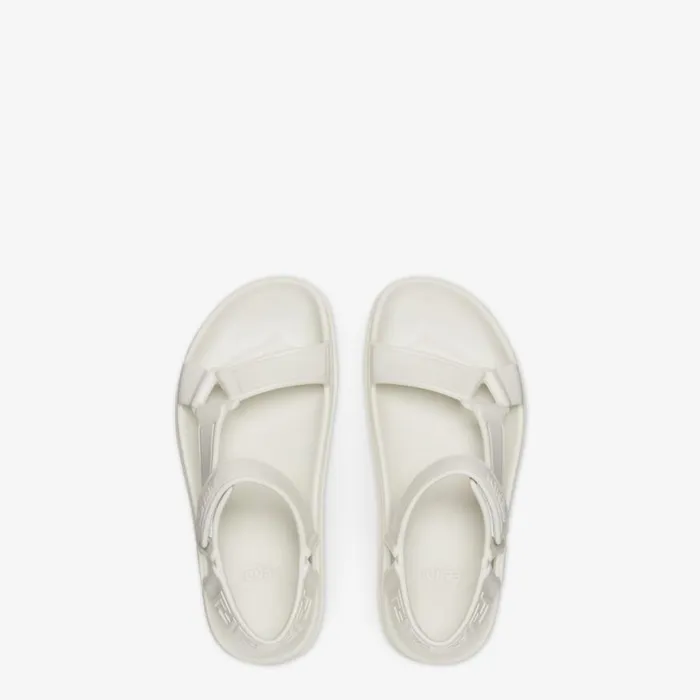 Woman White Rubber Sandals White Fendi Sandals