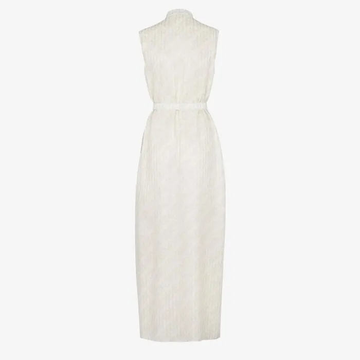 Woman White Silk Long Dress White Fendi Dresses and Jumpsuits