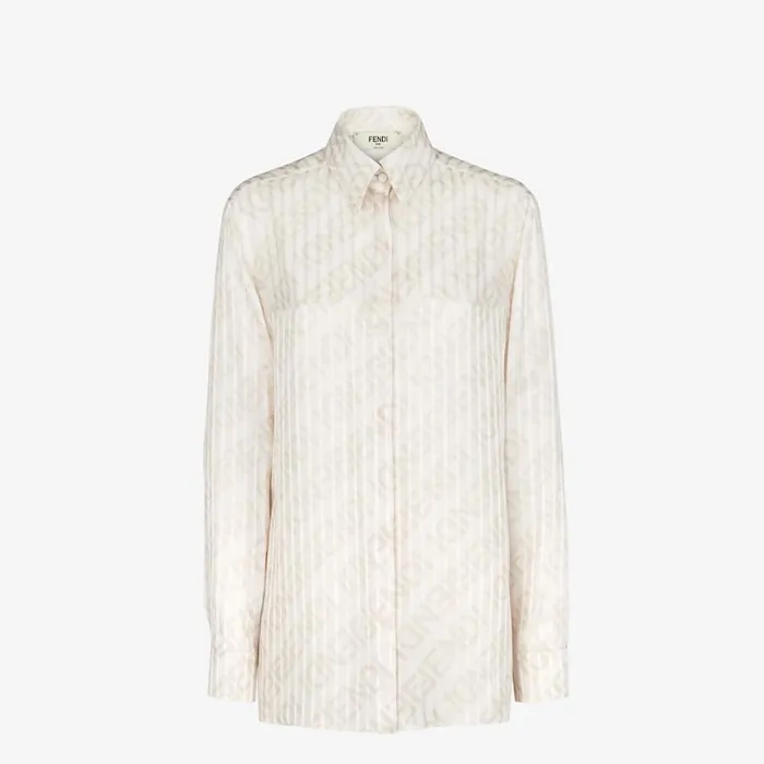 Woman White Silk Shirt White Fendi Tops and Shirts