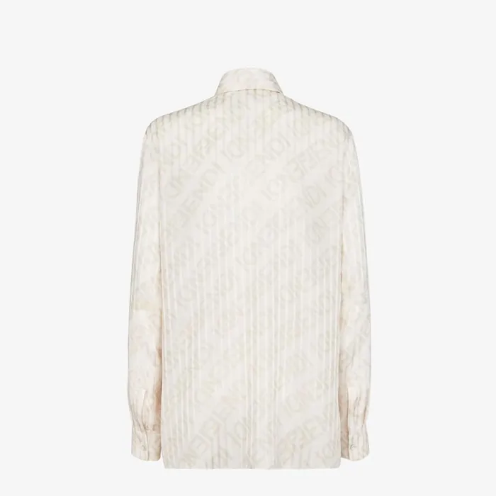 Woman White Silk Shirt White Fendi Tops and Shirts