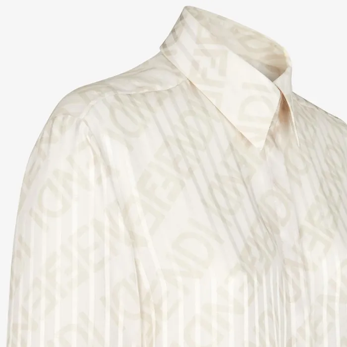 Woman White Silk Shirt White Fendi Tops and Shirts