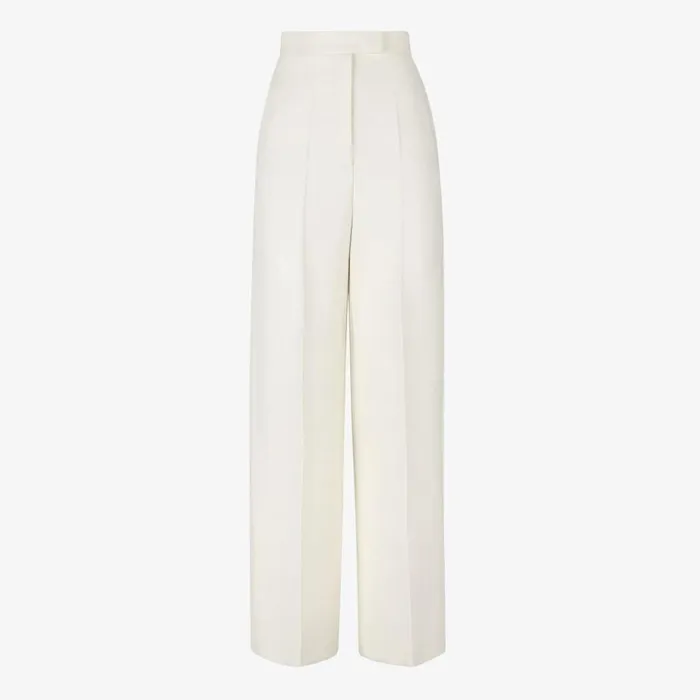 Woman White Wool And Silk Trousers White Fendi Pants and Shorts
