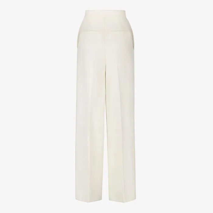 Woman White Wool And Silk Trousers White Fendi Pants and Shorts