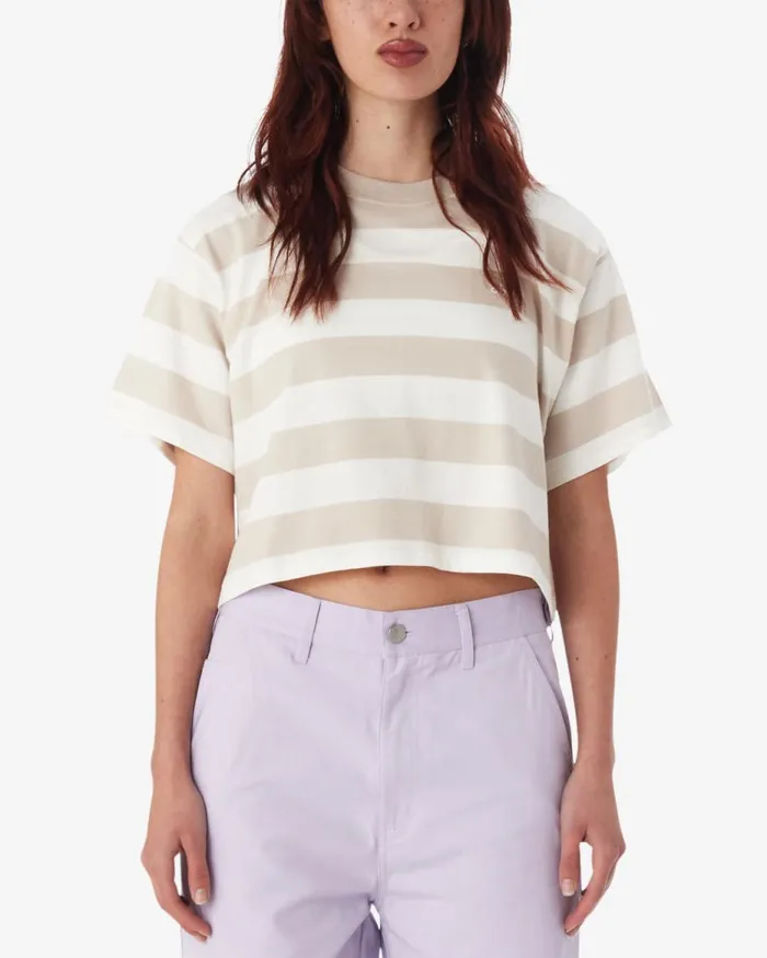 Women ADAMS STRIPE CROPPED TSHIRT Hydrangea Multi OBEY Clothing TOPS