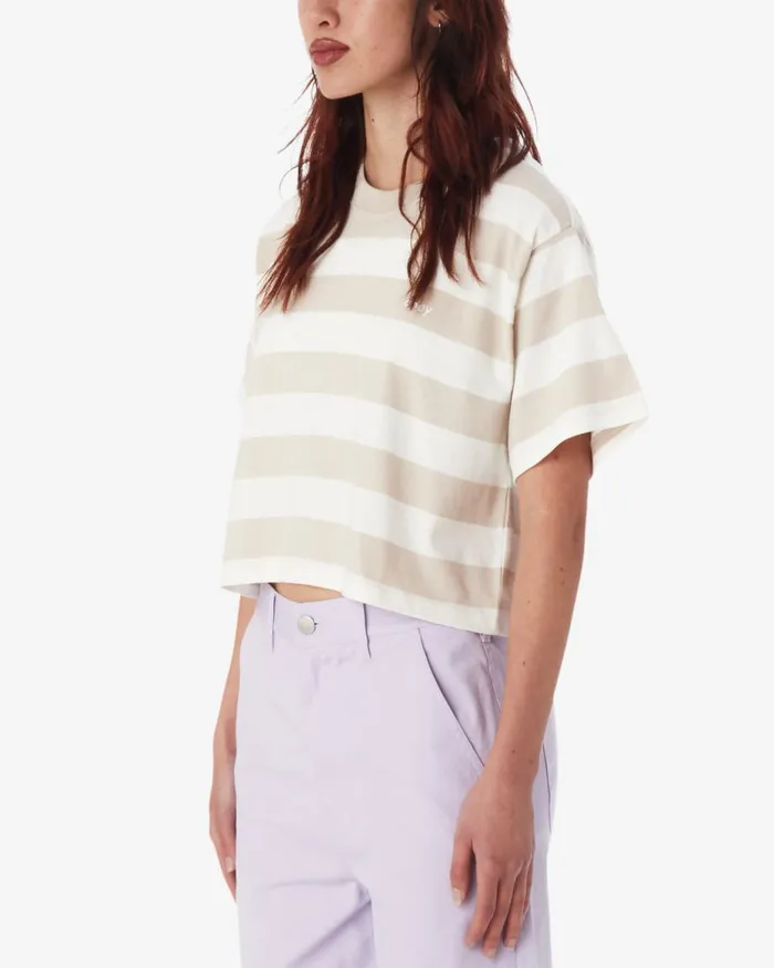 Women ADAMS STRIPE CROPPED TSHIRT Hydrangea Multi OBEY Clothing TOPS