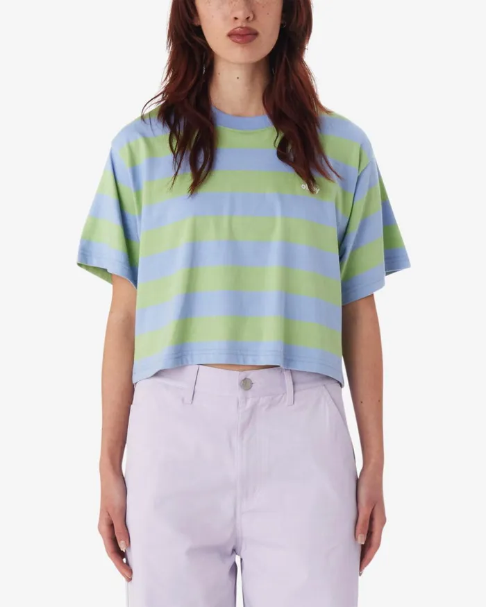Women ADAMS STRIPE CROPPED TSHIRT Hydrangea Multi OBEY Clothing TOPS