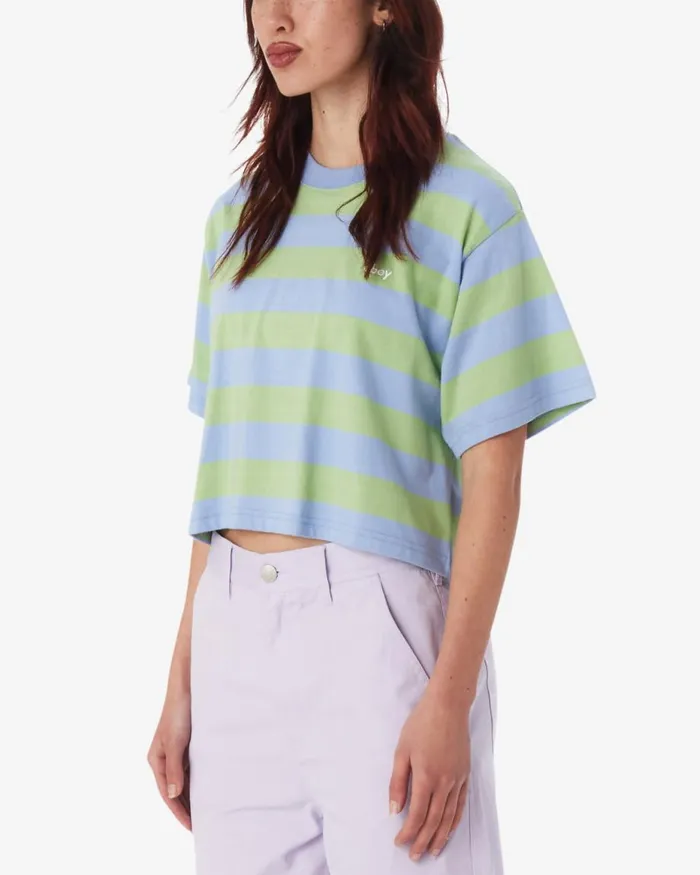 Women ADAMS STRIPE CROPPED TSHIRT Hydrangea Multi OBEY Clothing TOPS