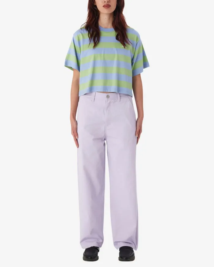 Women ADAMS STRIPE CROPPED TSHIRT Hydrangea Multi OBEY Clothing TOPS
