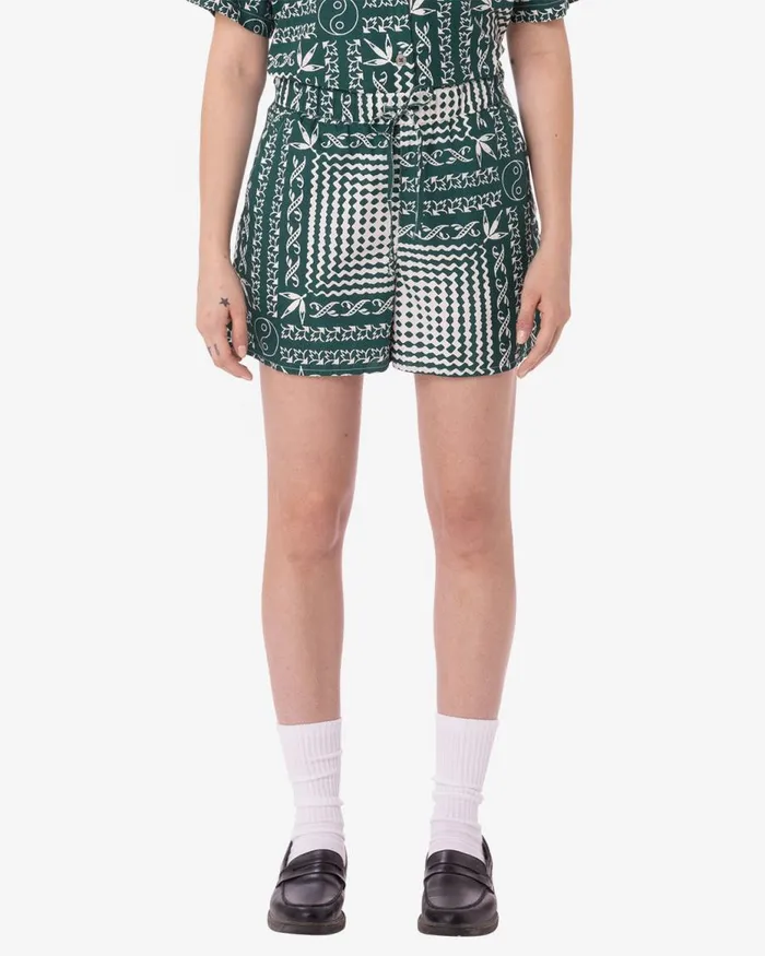 Women ANGELICA BANDANA SHORT Aventurine Green Multi OBEY Clothing BOTTOMS