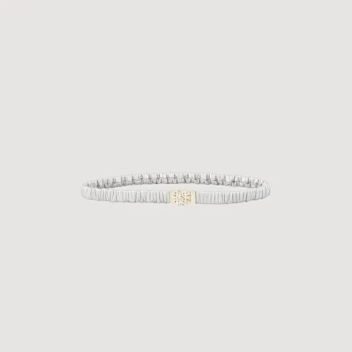 Women Belts SANDRO Elasticated Leather Belt Silver