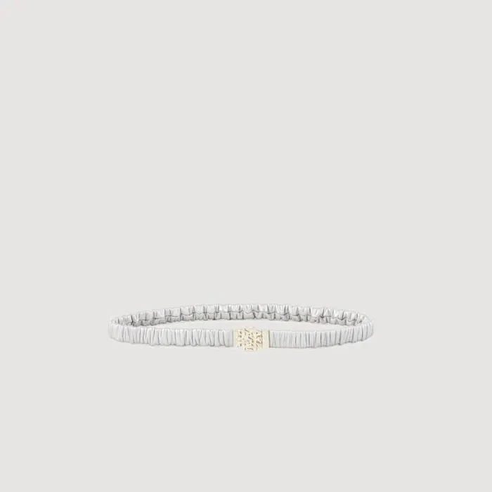 Women Belts SANDRO Elasticated Leather Belt Silver