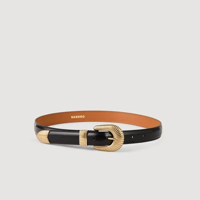Women Belts SANDRO Leather Belt Black