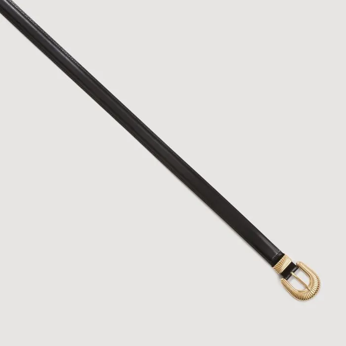 Women Belts SANDRO Leather Belt Black