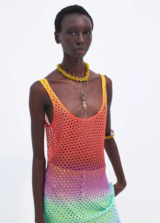 Women Blurry Stripe Midi Crochet Dress MONSE Dresses