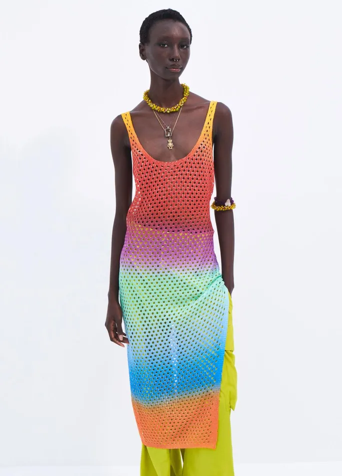 Women Blurry Stripe Midi Crochet Dress MONSE Dresses