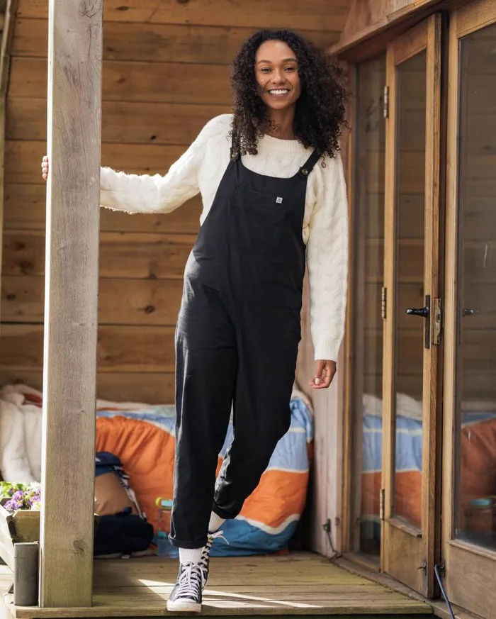 Women Bottoms Passenger Meadows Organic Cotton Dungarees Black Black