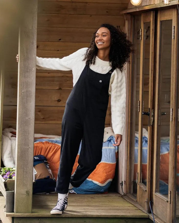 Women Bottoms Passenger Meadows Organic Cotton Dungarees Black Black
